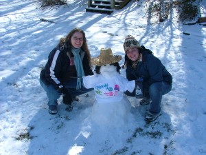 Sharon and I with our snowman buddy